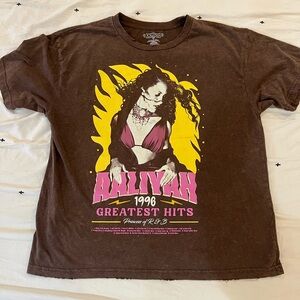 Brown Graphic Oversized Band Tee with Pink and Yellow Design